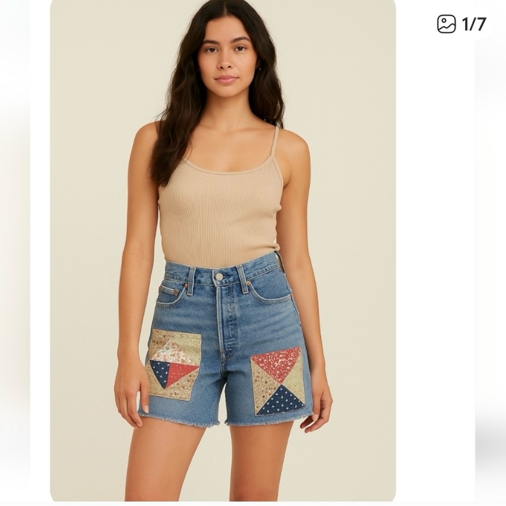 Levi's Blue Patchwork Jean Shorts